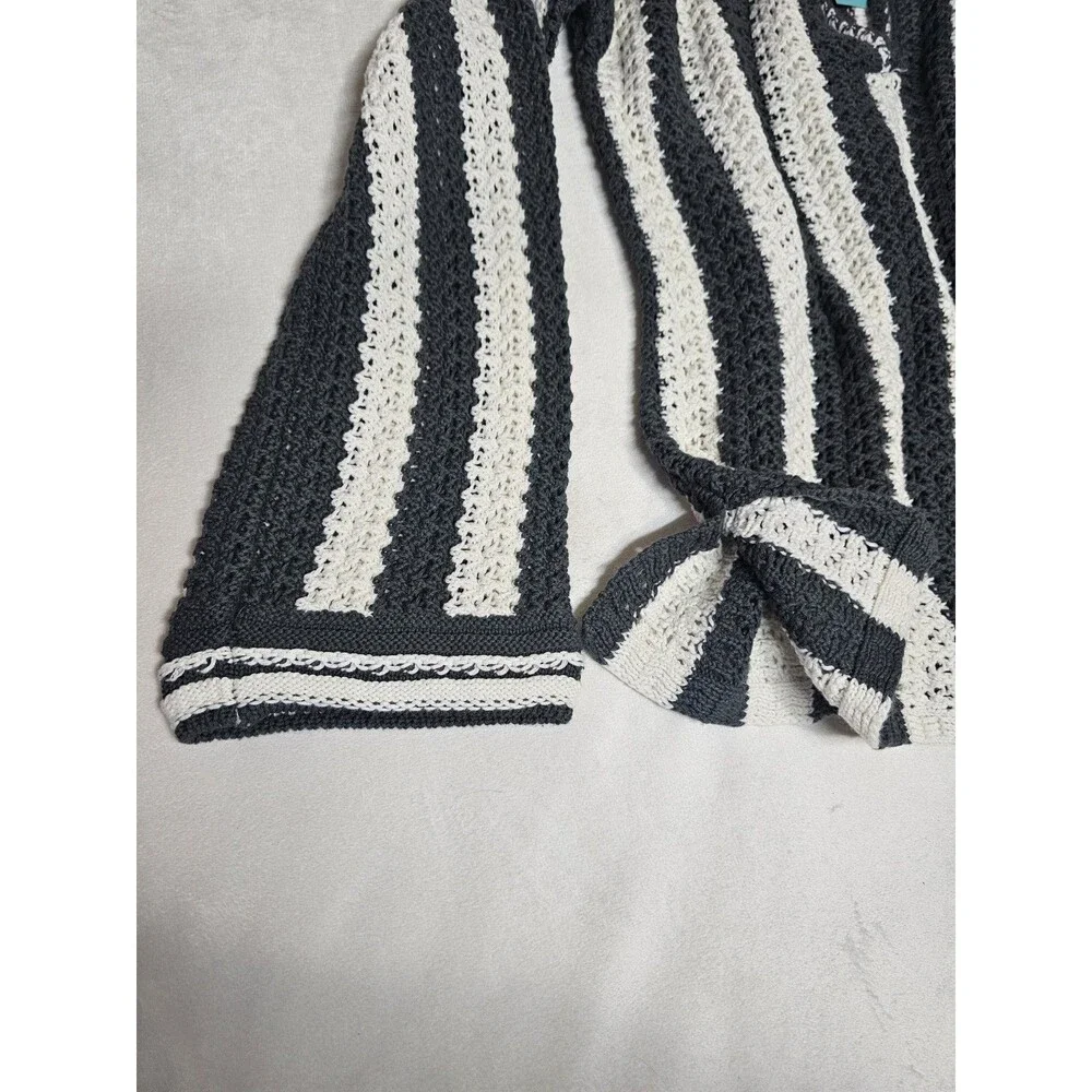 NWT Maurices 100% Cotton Striped Crochet Knit V Neck Sweater XS Boho